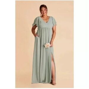 NWT Birdy Grey Hannah Empire Dress Chiffon Sage Gown Plus Curve Size 3X NEW